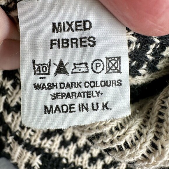 ANYBODY Collection Owl Sweater Women’s Lg Black/Tan Open Front Long Sleeve READ* - Picture 11 of 15